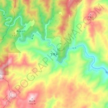 Topografische Karte 下党乡, Höhe, Relief