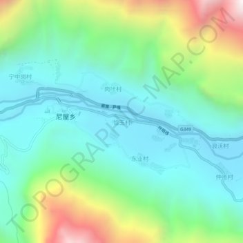 Topografische Karte 恰玉村, Höhe, Relief