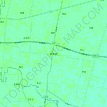 Topografische Karte 卧龙镇, Höhe, Relief