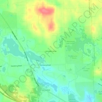 Topografische Karte Jossman Acres, Höhe, Relief