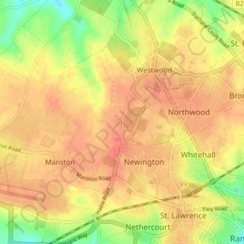 Topografische Karte Haine, Höhe, Relief