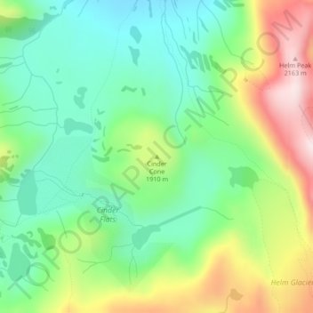 Topografische Karte Cinder Cone, Höhe, Relief