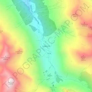 Topografische Karte Sertig Dörfli, Höhe, Relief