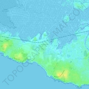 Topografische Karte Kermoisan, Höhe, Relief