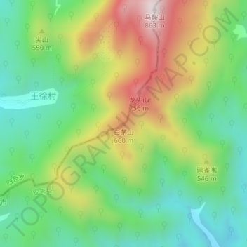 Topografische Karte 白茅山, Höhe, Relief