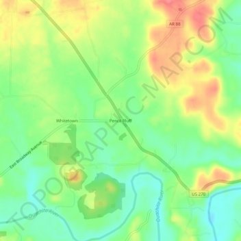 Topografische Karte Pencil Bluff, Höhe, Relief