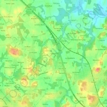Topografische Karte Lesvariel, Höhe, Relief