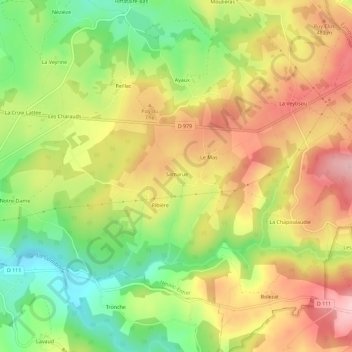 Topografische Karte Samarue, Höhe, Relief