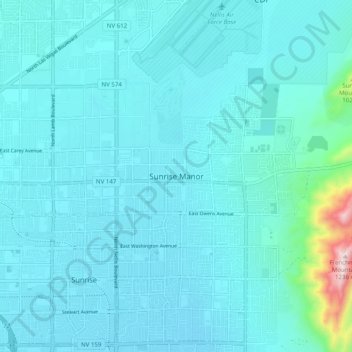 Topografische Karte Sunrise Manor, Höhe, Relief