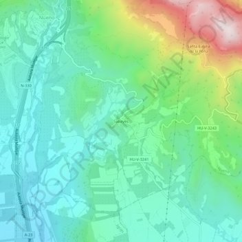 Topografische Karte Sabayés, Höhe, Relief