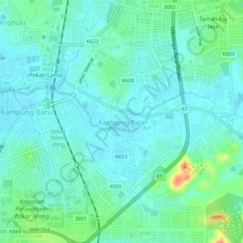 Topografische Karte Raja Village, Höhe, Relief