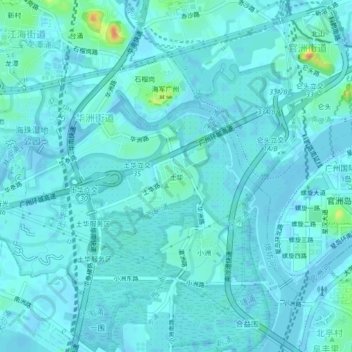 Topografische Karte 土华, Höhe, Relief