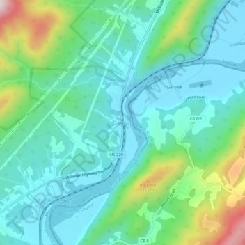 Topografische Karte Dawson, Höhe, Relief