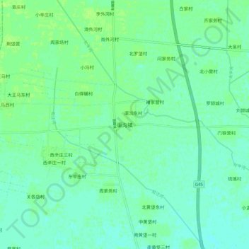 Topografische Karte 渠沟镇, Höhe, Relief