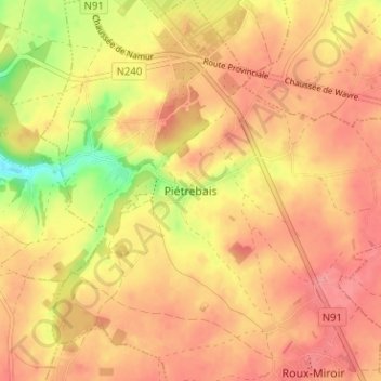 Topografische Karte Piétrebais, Höhe, Relief