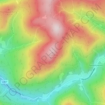 Topografische Karte Inselberg, Höhe, Relief