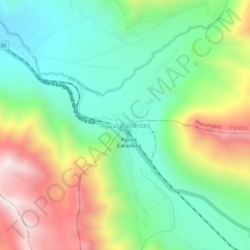 Topografische Karte Aguas Calientes, Höhe, Relief
