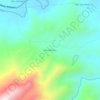 Topografische Karte Vda. Orinoco, Höhe, Relief