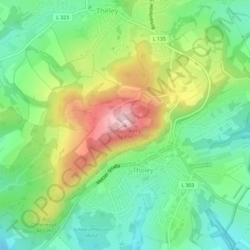 Topografische Karte Schaumberg, Höhe, Relief