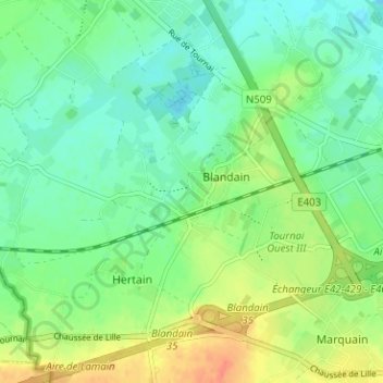 Topografische Karte Quenoque, Höhe, Relief