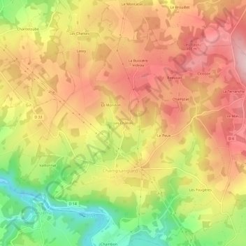 Topografische Karte Les Châtres, Höhe, Relief