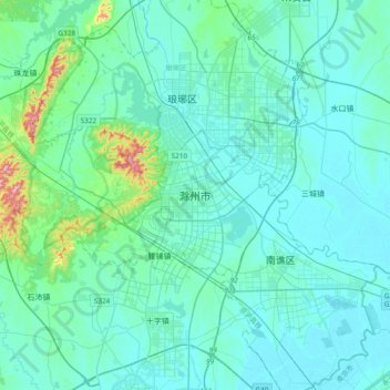 Topografische Karte 滁州市, Höhe, Relief