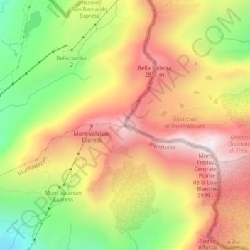 Topografische Karte Mont Valaisan, Höhe, Relief