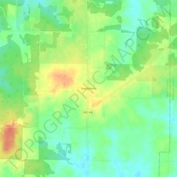 Topografische Karte Hartshorn, Höhe, Relief