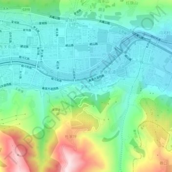 Topografische Karte 李家村, Höhe, Relief