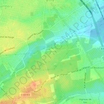 Topografische Karte Couhins, Höhe, Relief