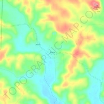 Topografische Karte Shook, Höhe, Relief