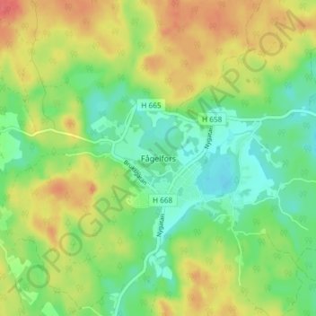 Topografische Karte Fågelfors, Höhe, Relief