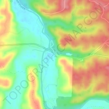 Topografische Karte Huzzah Valley Resort, Höhe, Relief