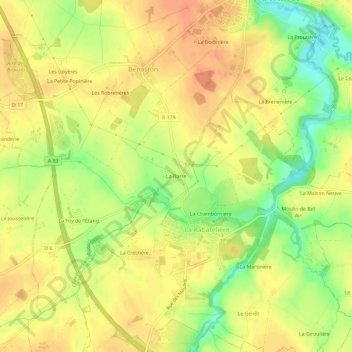 Topografische Karte La Barre, Höhe, Relief