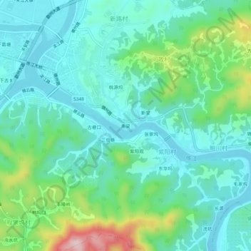 Topografische Karte 渔梁, Höhe, Relief