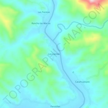 Topografische Karte Los Llamos, Höhe, Relief