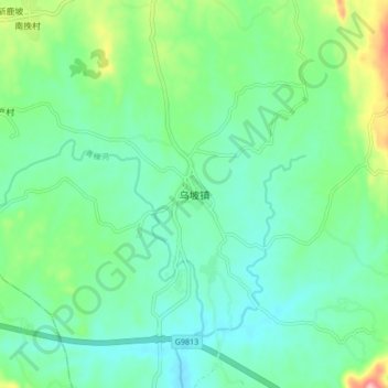 Topografische Karte 乌坡镇, Höhe, Relief