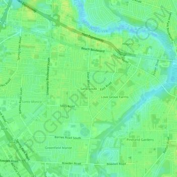 Topografische Karte Sans Souci, Höhe, Relief