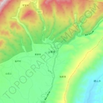Topografische Karte 上里镇, Höhe, Relief