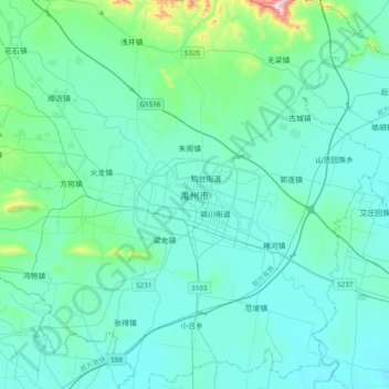 Topografische Karte 禹州市, Höhe, Relief