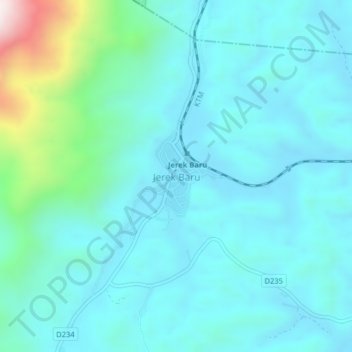 Topografische Karte Jerek Baru, Höhe, Relief