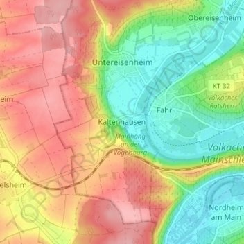 Topografische Karte Kaltenhausen, Höhe, Relief