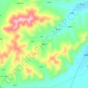 Topografische Karte 戴家沟, Höhe, Relief