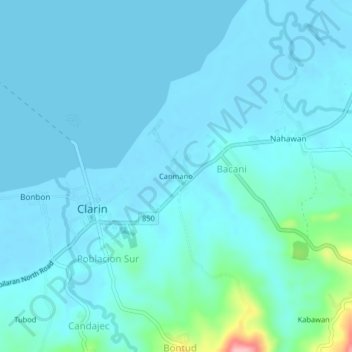 Topografische Karte Canmano, Höhe, Relief