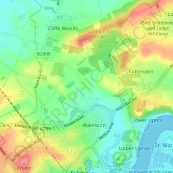 Topografische Karte The Mount, Höhe, Relief