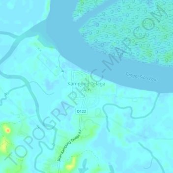 Topografische Karte Kampung Telaga Air, Höhe, Relief