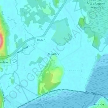 Topografische Karte Meathop, Höhe, Relief