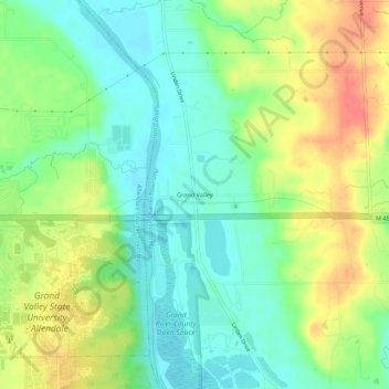 Topografische Karte Grand Valley, Höhe, Relief