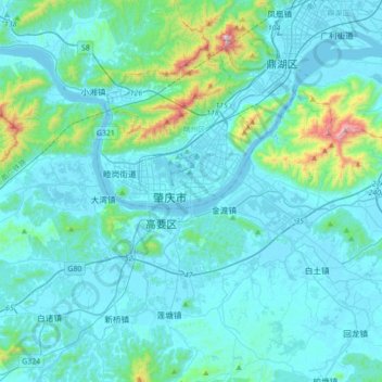 Topografische Karte 端州区, Höhe, Relief