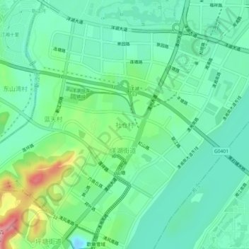 Topografische Karte 社仓村, Höhe, Relief